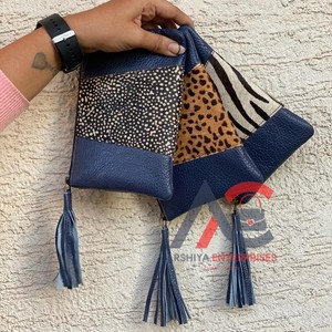 กระเป๋าหนังมีพู่พิมพ์ลายสัตว์ที่นำกลับมาใช้ใหม่มีเอกลักษณ์เฉพาะตัวกระเป๋าหนังขนสัตว์ขนาดเล็กกระเป๋าสตางค์ทันสมัยสำหรับผู้หญิง - Product Image 1