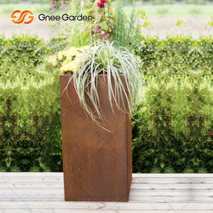 Customized Rectangular Indoor/Outdoor Corten Steel <b>Planter</b> Nice Garden <b>Trough</b> <b>Metal</b> Pots Flower Planting Decoration Floor Usage - Product Image 1