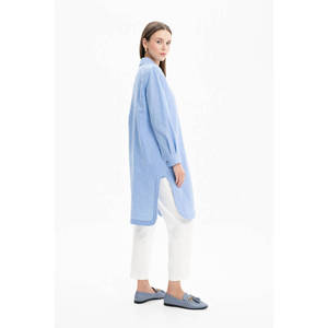 <b>Blue</b> Woven Fabric Crash Relaxed Fit <b>Tunic</b> - Product Image 3