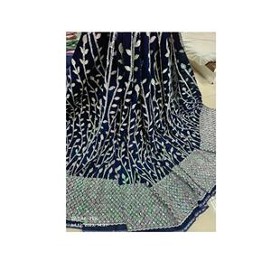 Vestido de tela de encaje de terciopelo con diseño de borde de secuencia de arcoíris de alta demanda, precio al por mayor de La India para bodas - Product Image 1