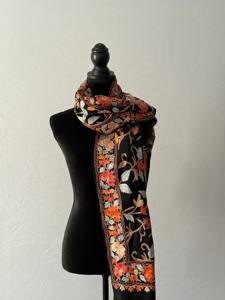 Vibrant BLACK Traditional <b>Indian</b> Wool Pashmina <b>Shawl</b> with Embroidery Solid Breathable Women's Winter Fashion Piece Goodshopping - Product Image 4