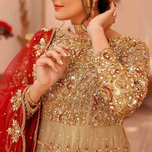 Trajes de verano para mujer, vestido paquistaní con botones de lentejuelas de encaje, ropa lavable - Product Image 3