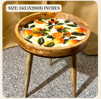 Table basse en bois durable, artisanat moderne |   Table basse circulaire en bois massif avec impression UV, origine Inde, modèle pour la maison et l'hôtel