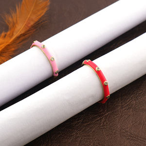 Anneau réglable en laiton plaqué or pour femmes bijoux simples mariage classique cadeau anneau léger luxe émail strass coloré ouverture - Product Image 5