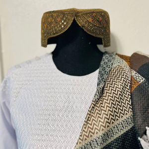 Chapeau traditionnel afghan nomade formel pour homme, fait à la main, dentelle ethnique, broderie culturelle pachtoune, couvre-chef islamique, 100% coton - Product Image 1