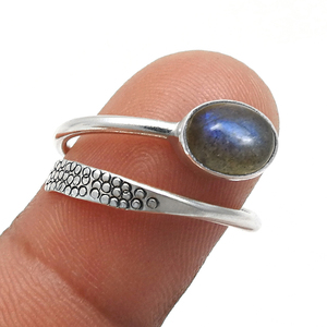 Anillos de Plata de Ley 925 para mujer con piedras preciosas de labradorita ovalada, anillos de piedra natal elegantes de plata 925 sólida, joyería fina para ella - Product Image 2