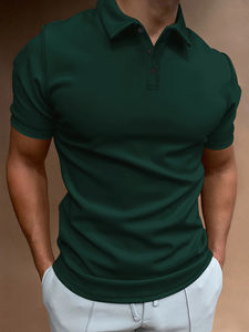 Camiseta Jacquard Polo de manga corta, diseño a rayas transpirable de alta calidad, cómodo y elegante estilo de solapa 3D - Product Image 2