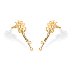 Galaxy Ripple 18K <b>Gold</b> Plated Drop <b>Earrings</b> for Women with <b>Emerald</b> and Pearl Wedding Party Jewelry - Product Image 4