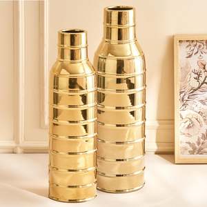 Elegant Handcrafted Brass Metal <b>Vase</b> Classic Vintage Tabletop Living Room Flower <b>Vase</b> Featuring Iron Brass Glass Aluminium - Product Image 2