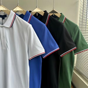 Camiseta de Algodón de Lujo para Hombre, Corte Clásico, Manga Corta, Transpirable, 180g, Color Sólido, para Golf y Uso Casual de Negocios - Product Image 2