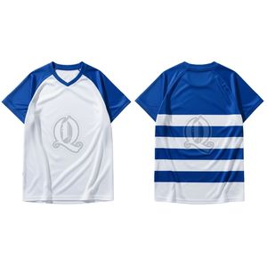 ชุดกีฬาผ้าโพลีเอสเตอร์ลายทางสีฟ้าขาวระบายอากาศได้ดีผ้าโพลีเอสเตอร์แห้งเร็วสำหรับผู้ชายทีมฝึกซ้อมและจับคู่ - Product Image 1