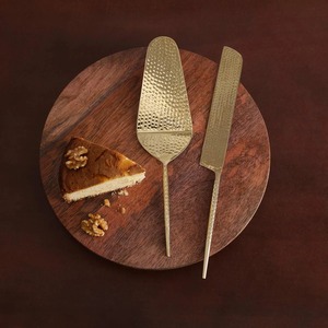 Ensemble de service à gâteau et couteau martelé en or pour les fêtes de mariage, cuisine à domicile et élégant ensemble d'accessoires de vaisselle à dessert - Product Image 2