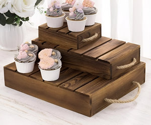Venta al por mayor, soporte de pastel de madera quemada rústica, exhibición de postres, magdalenas con cuerda hecha a mano, herramientas para pasteles en bajo costo - Product Image 5