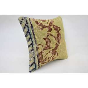 Premium Beige Kantha <b>Patchwork</b> Wool Pillow 12x12 Inch Luxury Vintage Woven Pattern Portable <b>Bedding</b> Fluffy Square Ring Features - Product Image 2