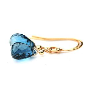 Beautiful Vintage Design London Blue Topaz <b>Quartz</b> Sterling Silver Waterproof 18k Gold Plated Dainty Teardrop Wedding Party - Product Image 3