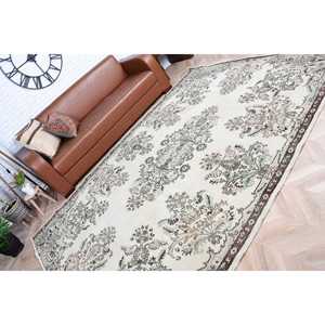 Tapis de 6,8 x 9,6 pieds, grand tapis turc, tapis blanc à motifs floraux - Product Image 4