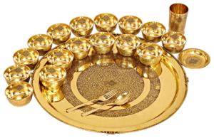 IndianArtVilla Juego de cena de diseño en relieve de latón puro de 21 piezas, 20 "pulgadas para servir y comer-Artículo de regalo - Product Image 3
