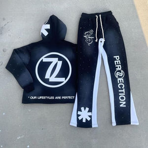 Vente en gros 100% survêtement surdimensionné en molleton de coton tendance personnalisable solide Design strass respirant durable XL hiver - Product Image 1