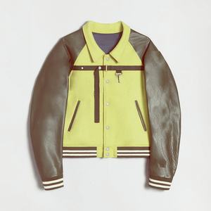 Vente en gros de streetwear veste universitaire personnalisée Letterman à manches en cuir pour hommes veste décontractée à glissière veste de travail tissée - Product Image 3