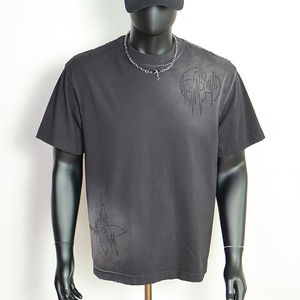 Camiseta Personalizada Vintage de Algodón 100% con Estampado Gráfico, Lavado Ácido, Corte Holgado y Recto, con Pedrería para Hombre - Fabricante - Product Image 3