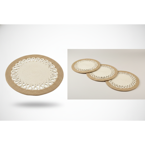 Mantel Individual Redondo de Yute Hecho a Mano AG Elements, 14 Pulgadas, Natural, Contemporáneo, Ecológico, 2 mm de Grosor, Antideslizante - Product Image 1