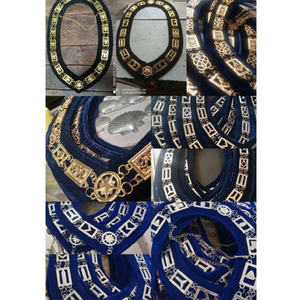 Chaîne de collier maçonnique, chaîne de loge bleue, chaîne de collier argentée sur fond bleu, chaîne de collier MASTER MASON, tous les ensembles, différents motifs - Product Image 1