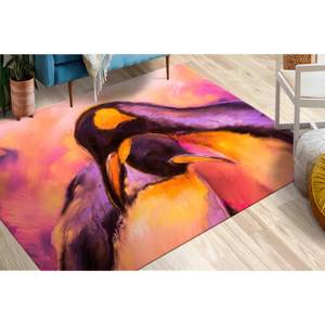 Tapis à motifs de pingouins en peinture pastel, tapis imprimé coloré pour décoration moderne, tapis en chenille - Product Image 1