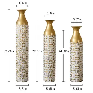 Juego de jarrones de flores de Metal de diseño de cilindro dorado de tendencia de jarrones de flores de lujo para mesa, sala de estudio, sala de estar y dormitorio - Product Image 5