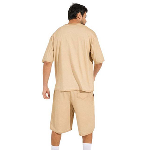 ชุดเสื้อเชิ้ตกางเกงขาสั้นสำหรับผู้ชายวัสดุผ้าฝ้าย100% น้ำหนักเบาแห้งเร็วสไตล์สตรีทพิมพ์โลโก้ตามสั่ง - Product Image 2