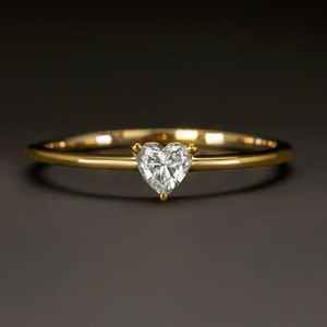 Minimалиst 14K Anillo de oro con diamante en forma de corazón Venta al por mayor Mantra Diamond-Fine Fashion Jewelry Wedding Party IGI Certified - Product Image 1