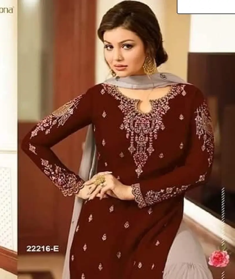 Material de vestido étnico indio de moda y traje Sharara de estilo pakistaní con trabajo de bordado y traje de trabajo de piedra Salwar Kameez