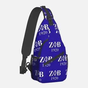 Zeta Phi Beta Cross Sorority Eco-friendly Breathable Cotton <b>Letter</b> Pattern Unisex Sports Crossbody Body/Waist Bag - Product Image 2