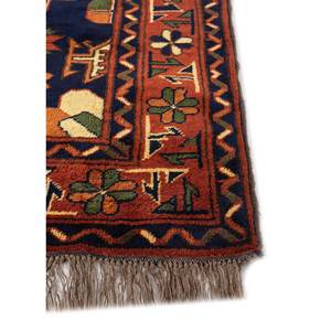 Alfombra de Lana Anudada a Mano Aalam, Diseño de Medallón Rojo Naranja, Kilim Rectangular de 9x12, Abstracta, Hecha a Mano para Adolescentes, para Entrada o Pasillo - Product Image 4