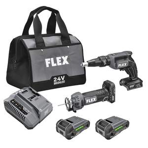 Kit Combinado Inalámbrico de 2 Herramientas de 24V con Batería de Litio de 2.5Ah, Atornillador para Paneles de Yeso, Herramienta de Corte, Cargador Rápido de 160W, Destornilladores Eléctricos - Product Image 2