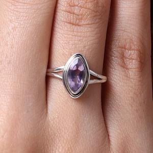 Bague classique bijoux pour femmes argent Boho Style bijoux 925 argent Sterling améthyste pierre précieuse bague faite à la main cadeau pour femme - Product Image 5
