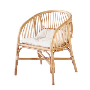 Elegant Scandinavian <b>Dining</b> <b>Chair</b> from <b>Rattan</b> Frame with Cushion for Sophisticated <b>Dining</b> Room Interiors and Exteriors - Product Image 1