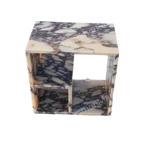 Calacatta Viola Table d'appoint en marbre Table d'appoint Système d'étagères de conception spéciale Table de chevet Taille personnalisée - Product Image 1