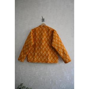 Veste en coton matelassée à manches longues, à imprimé floral fait main, à boutons, réversible, chaude, ethnique, pour l'hiver, pour la saison de printemps - Product Image 4