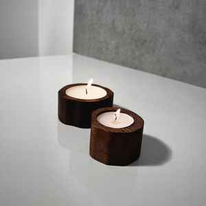 Portavelas y Porta Té de Madera Modernos Hechos a Mano, Diseño Único de Inspiración Escandinava de Mediados de Siglo para Decoración del Hogar - Product Image 4