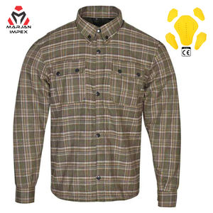 Chemise en flanelle d'hiver unisexe personnalisée, renforcée en aramide, coupe-vent, veste de sécurité pour moto, protection blindée à carreaux, maillot de course - Product Image 1