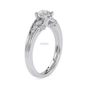 Anillo de compromiso de diamante cultivado en laboratorio redondo IGI, banda de boda de oro sólido de 14K para mujer, joyería certificada F VS1 - Product Image 4