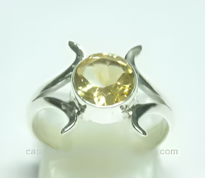 Bague de mariage unisexe en argent sterling 925 Design classique avec pierre précieuse citrine ronde coupe brillante élégante pour les fêtes - Product Image 1