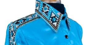 Camisa hecha a mano de Cowgirl Western Show en blanco impreso en tela de tafetán elástica para uso ecuestre - Product Image 6