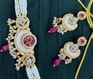 Stylish Fashion Imitation Pearl & Zinc Alloy Gold Plated Ethnic Wedding Chandelier Earrings <b>Set</b> <b>for</b> <b>Women</b> and Girls - Product Image 2