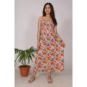 Vestido bohemio hecho a mano de algodón para mujer, ropa informal ligera Floral, estampado de bloques, vestido de verano lavable para viajes en la playa - Product Image 3