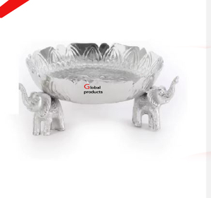 Cuenco para servir con diseño de elefante con acabado plateado de aspecto increíble para restaurante y bar de hotel - Product Image 1