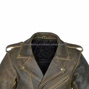 OEM Service Custom Made Logo Leather Mens Biker Jacket Turn Down <b>Coller</b> Wind Proof Leather Jacket for Men - Product Image 5
