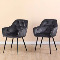 Nordique moderne luxe métal vert doux salon salle à manger fauteuil rembourré tissu tufté velours chaise de salle à manger pour Restaurant