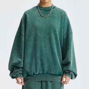 เสื้อสเวตเชิ้ตผู้ชายคอกลมทรงโอเวอร์ไซส์ปักลาย  แบบย้อมสีเอซิดและสโตนวอช  คุณภาพสูง ปี 2026  ขายส่ง - Product Image 5