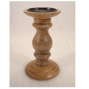 <b>Black</b> <b>Polished</b> Small Size Solid Wood Pillar Candle Holder for Home Living Room Table Top Decoration Use Solid Wood Pillar Holder - Product Image 4